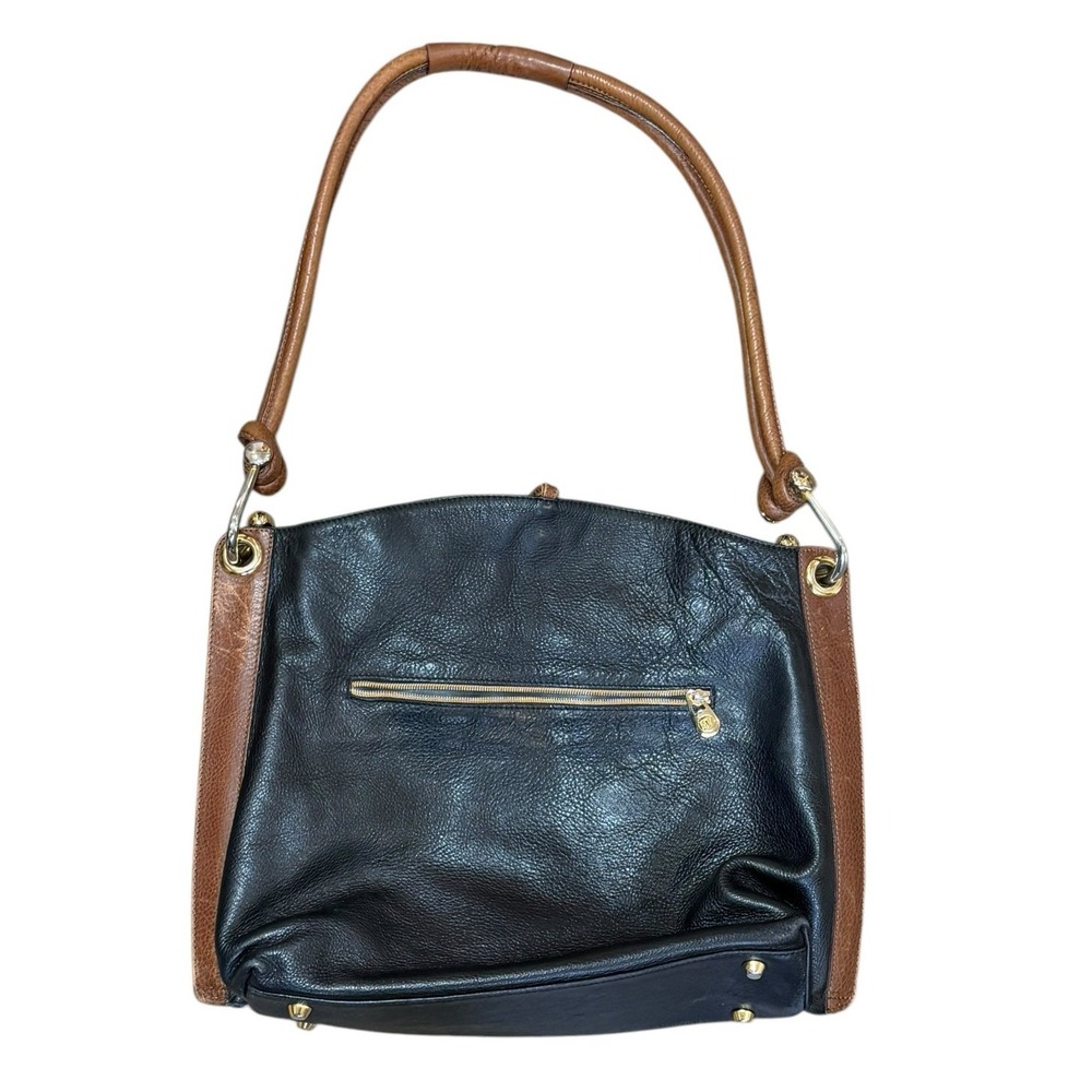 Valentino Mario Leather Shoulder Bag Black Brown Slouchy Hobo Italy Quiet Luxury - Picture 7 of 16